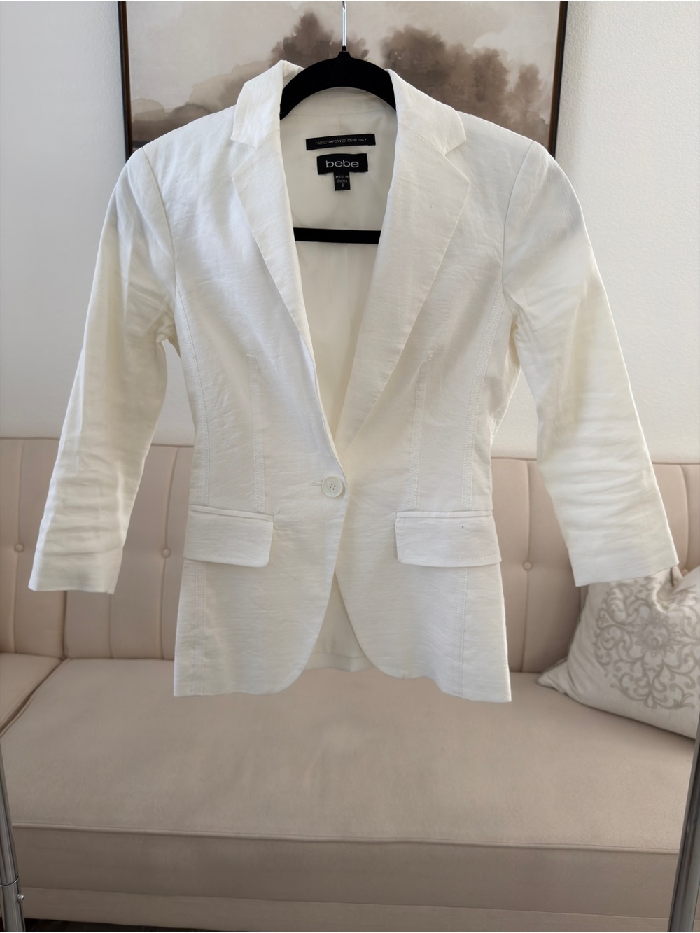 bebe White Single-Button Tailored Blazer